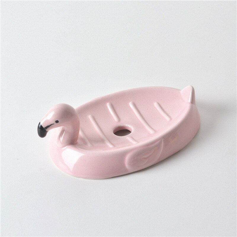 Flamingo Soap Dish Soap Tray Animal Soap Dish Ceramic with Drain Hole Personality Cute Soap Bathroom: Flamingo
