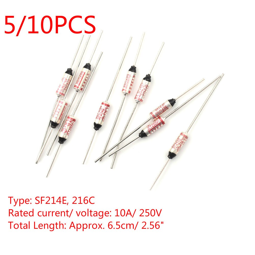 5/10Pcs SF214E SEFUSE Cutoffs for Thermal Fuse 216 C 216 Degree 10A 250V Celsius Circuit Cut Off Thermal Fuse Thermal Cutoffs