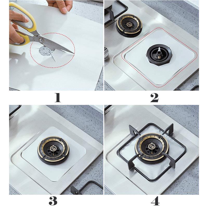 Stove Protector Cover Reusable Gas Stovetop Burner Protectors Kitchen Accessories 1/4pcs Gas Range Protector Mat Cooker Cover