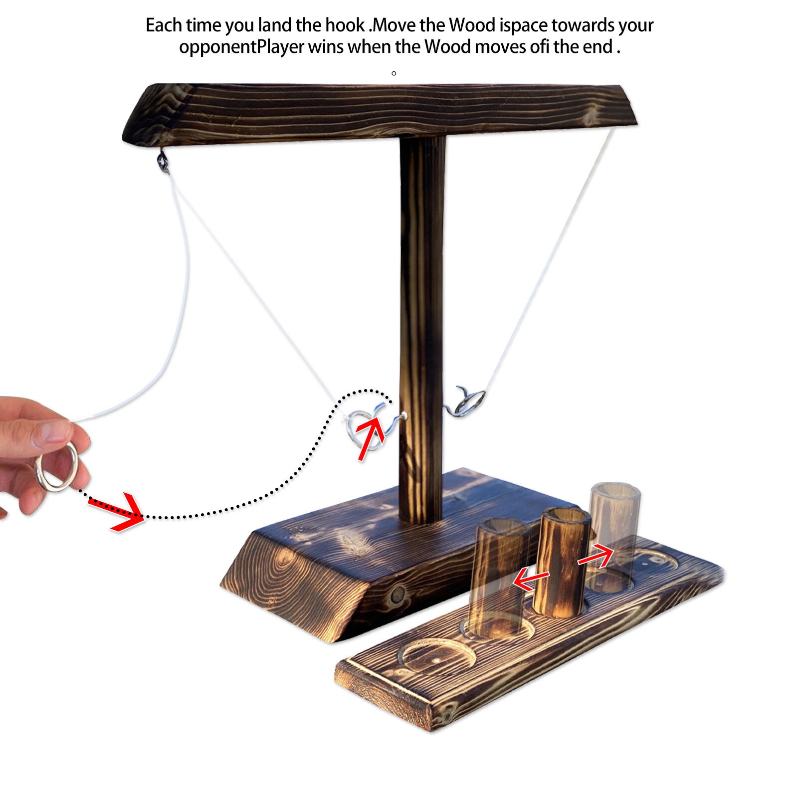 Partij Speelgoed Leisure Industriële Stijl Bar Drink Shop Handgemaakte Houten Ring Toss Haken Snelle Interactief Spel Voor Bars thuis