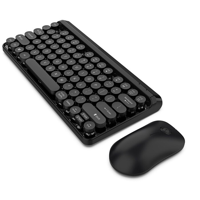 ZERODATE HXSJ V500 77 Key 2.4G Wireless Keyboard and Mouse Set Round Keycap,Ultra-thin Energy Saving Mouse: black