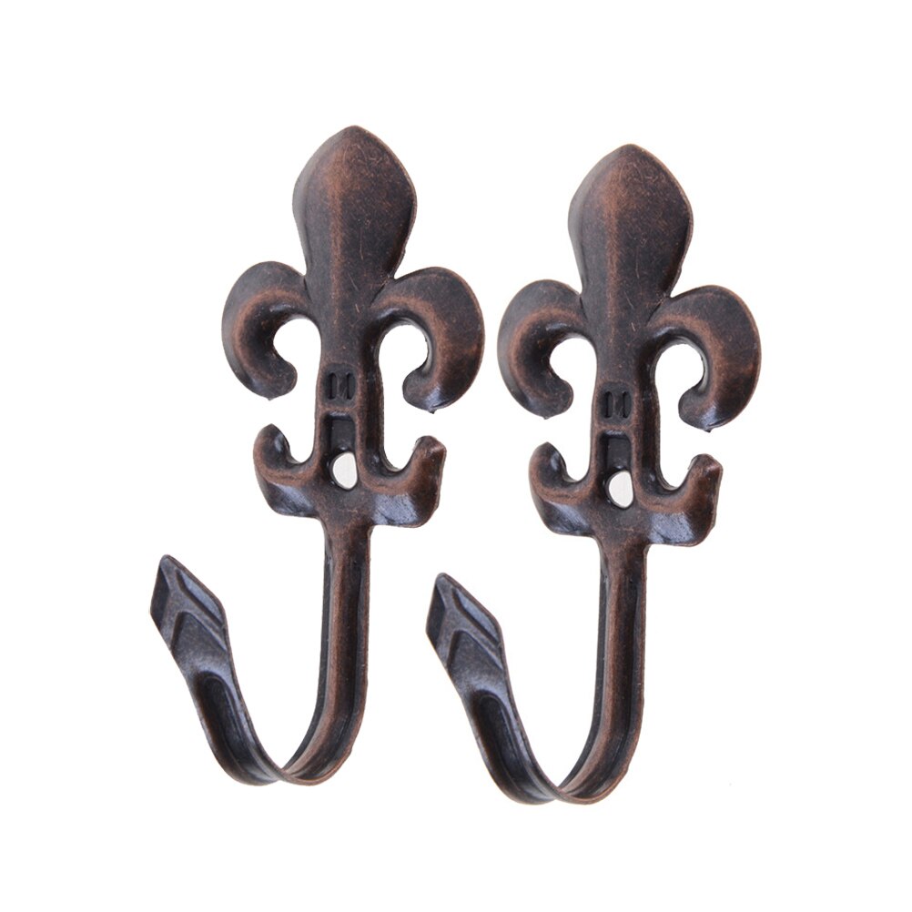2 uds tela colgadores con forma de gancho Vintage de pared de hierro gancho rústico clave abrigo bolso suspensión rústico ganchos de ropa para el hogar Baño: Red Bronze