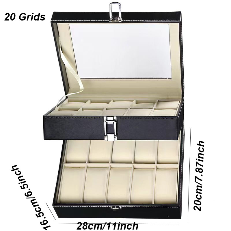 DELESYS 2/3/4/5/6/8/10/12 Slots PU Leather Watch Box Traditional Style Watch Storage Box Watch Case With Lock: Yellow