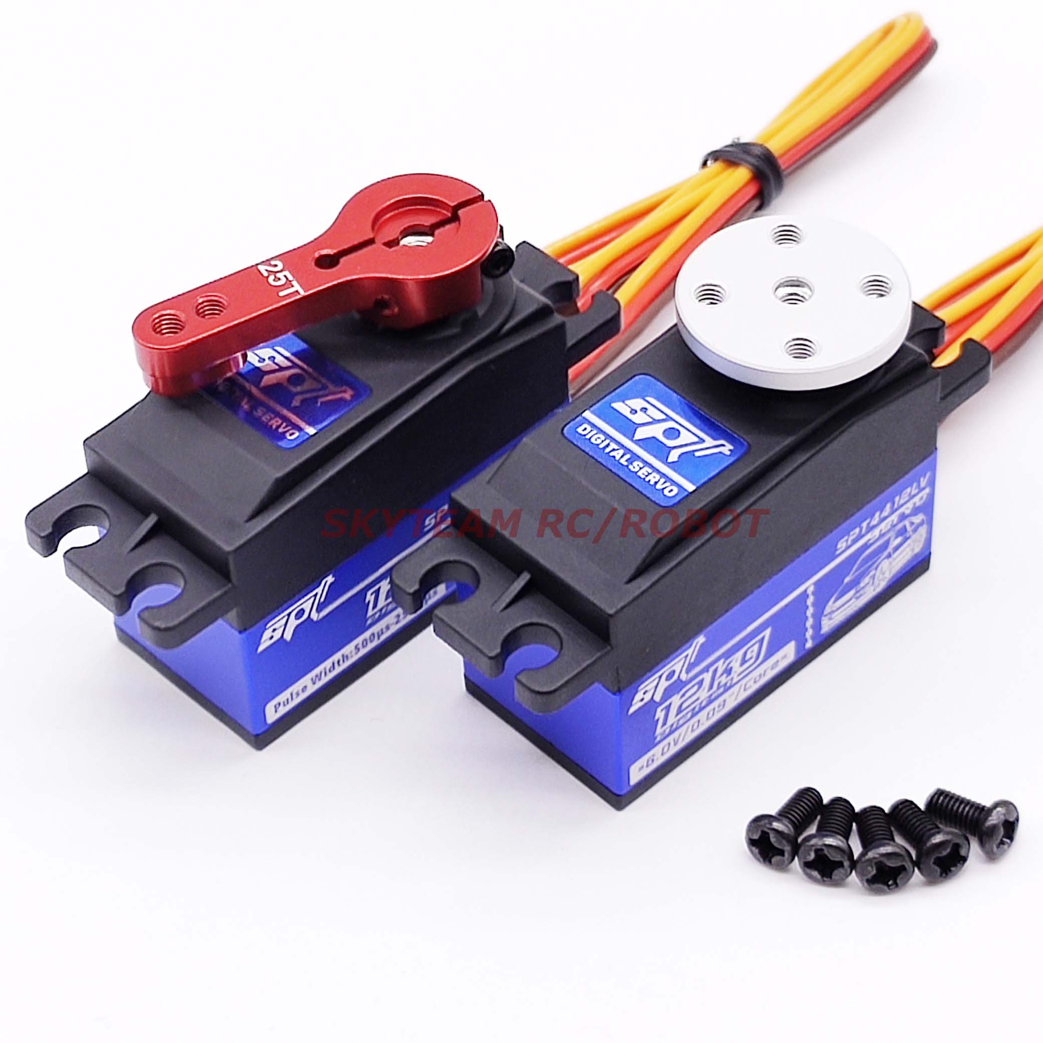 Spt 4412lv 12kg grote koppel metalen tandwiel standaard digitale laag profiel servo 1:10 rc auto vliegtuig robotarm 180 320 hoek