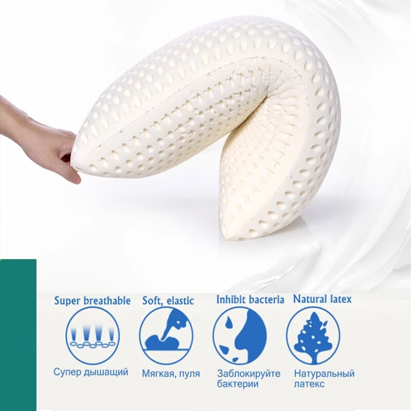 Comfortable Pure Natural Latex Pillows Neck Pain Relieve Side Back Sleep Orthopedic Pillow Cervical Health Care Support Cushion