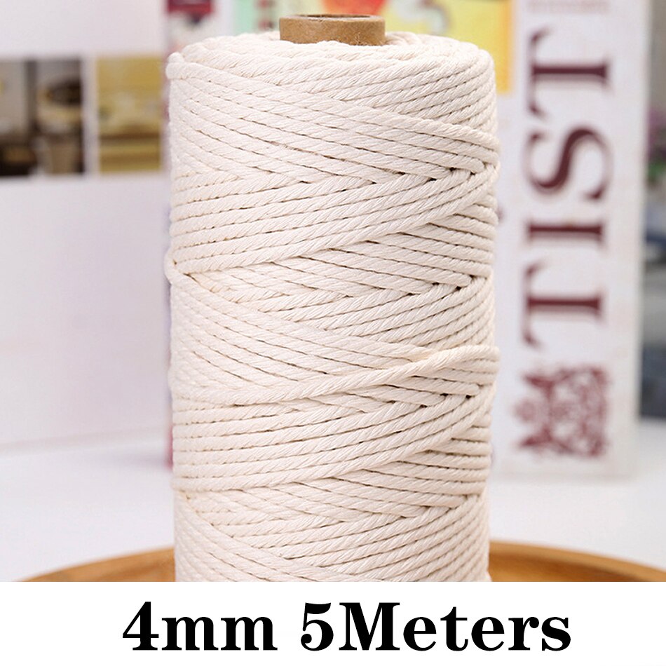 Macrame Cord Wall Hangings Cotton Rope Twine String Ribbon Crafts DIY Dream Catchers 1/2/3/4/5/6/8/10mm Handwork Home Decoration: White 4mm 5Meters
