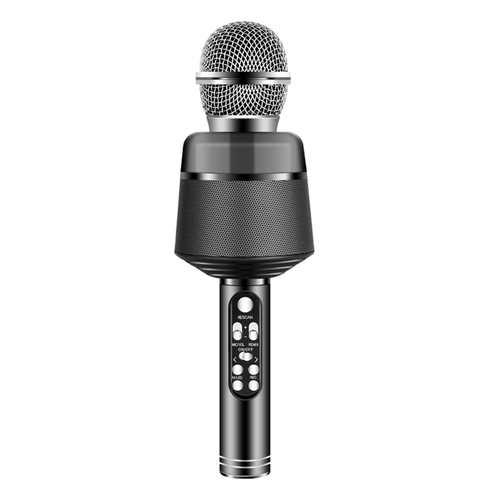 Draadloze Bluetooth Karaoke Microfoon Professionele Spreker Ktv Muziek Speler Zingen Recorder Handheld Condensator Microfoon Zingen: Black