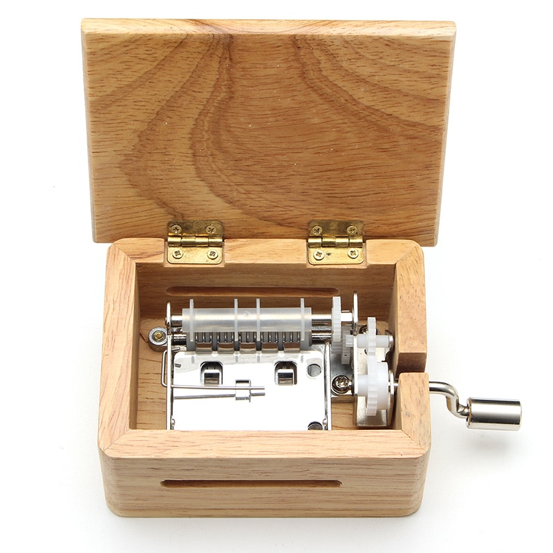 Caja de música con manivela manual DIY de 15 tonos, caja de madera con perforadora y 10 uds, cintas de papel, caja de música, tira de papel