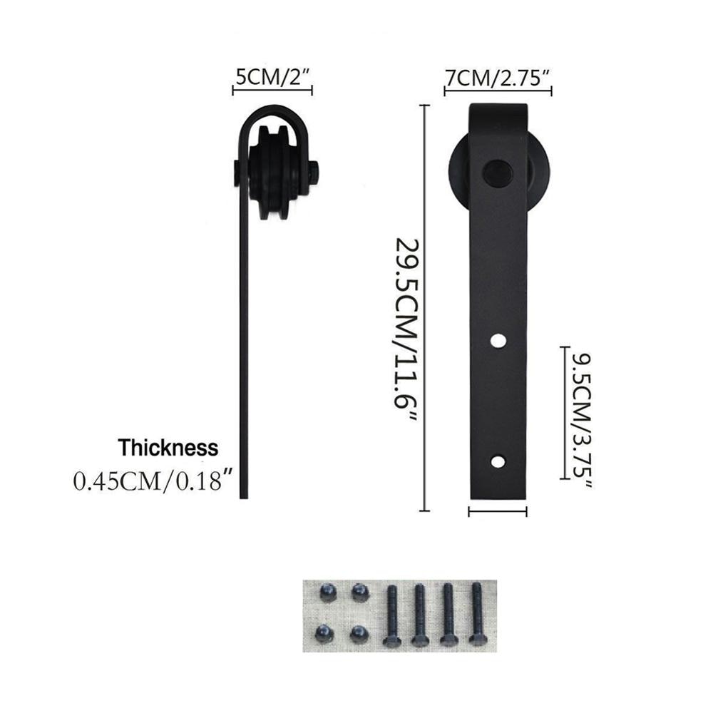 Enkel dør skyvedør skinne skive skyve låve dør hardware kit toppmontert henger spor svart stål skap dør rulleskinne