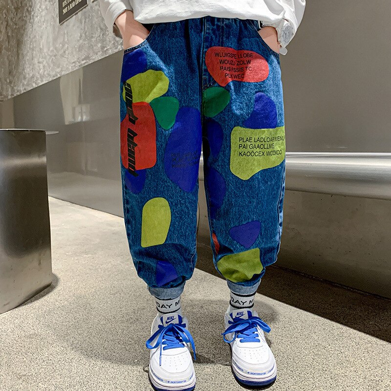 Pantalones vaqueros con estampado de letras para niños, Jeans de para adolescentes de , 5, 7, 8, 12 y 15 años, 2022