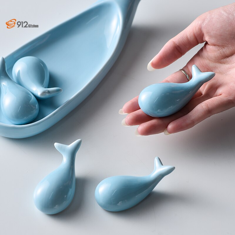 Plateau de rangement en céramique japonais plateau de rangement mignon Kitty baleine Sushi assiette Sushi vaisselle vaisselle assiettes froides de ménage