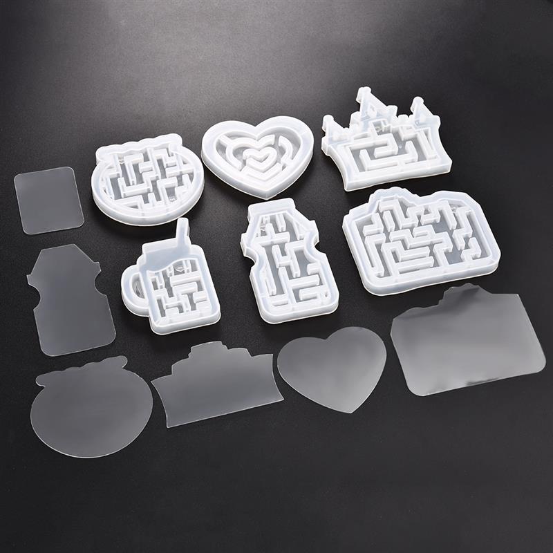 Quicksand Maze Silicone Mold Shaker Molds Milk Bottle Heart Shape UV Epoxy Resin Mold Heart Keychain Pendant Craft Jewelry Tools