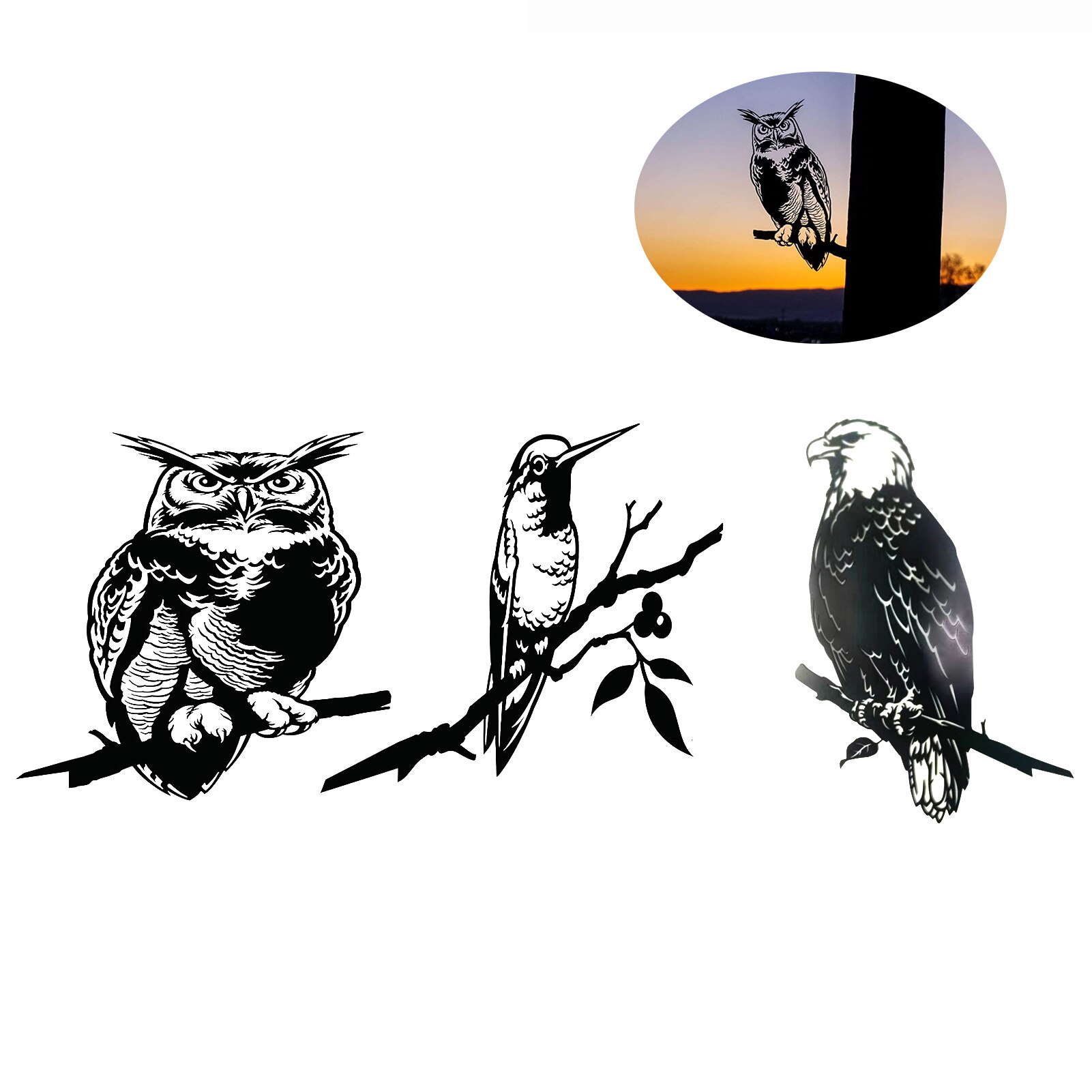 Owl Metal Tree Yard Art Tree Bird Animal Art Garden Stainless Steel Art Metal Bird Home Garden Decoration