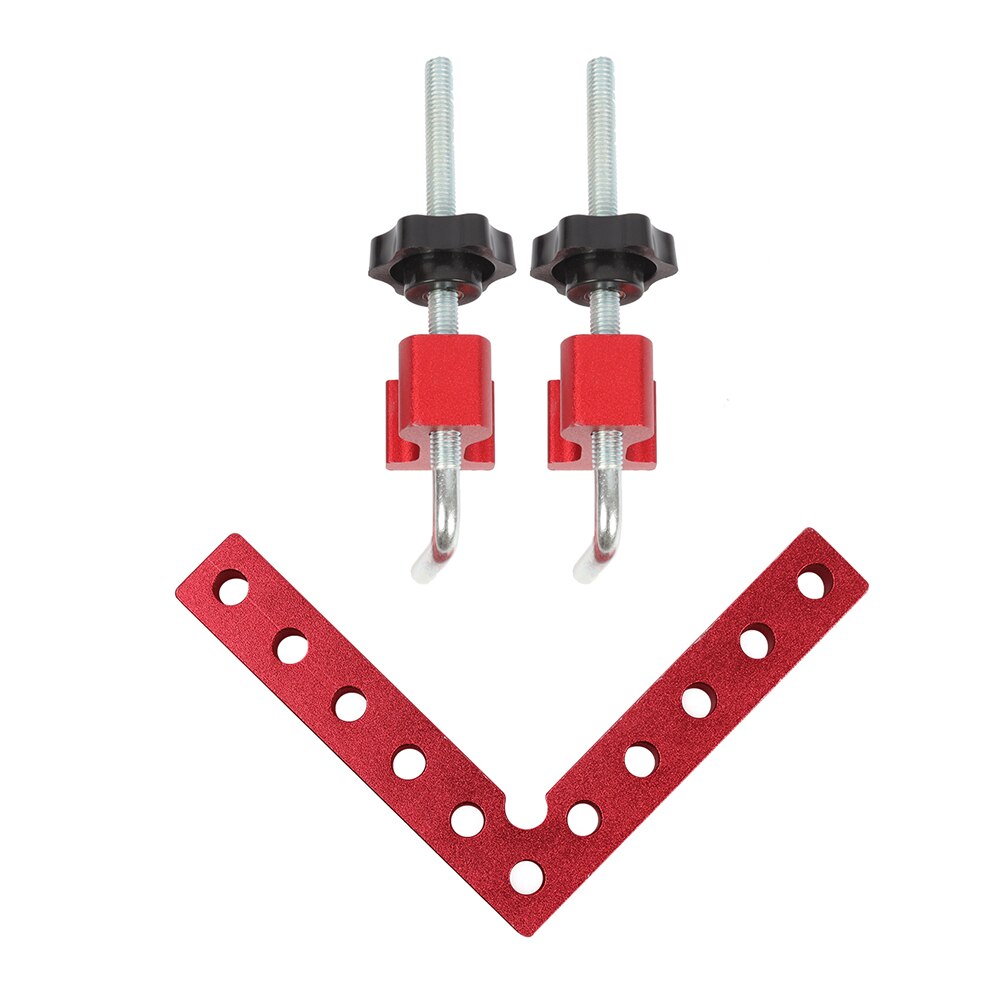 Aluminum Alloy Woodworking Right Angle Ruler Right Angle 90 Degrees L-Shaped Auxiliary Fixture Positioner Clips: Red