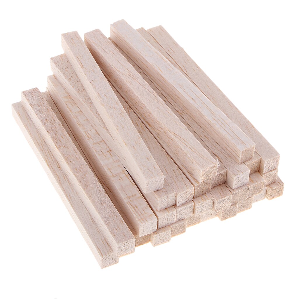 Bâton de Balsa carré inachevé, bloc de tige en bois pour enfants, fabrication d&#39;ornements artisanaux DIY 50/80/100/130/150mm: 30 Pieces 100mm 