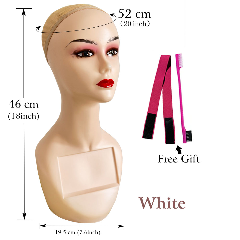 Cabeza de modelo de maniquí de plástico para exhibición de pelucas, cabeza de maniquí de plástico para soporte de peluca para exhibición de pelucas, cabeza de maniquí de pelucas: Oro