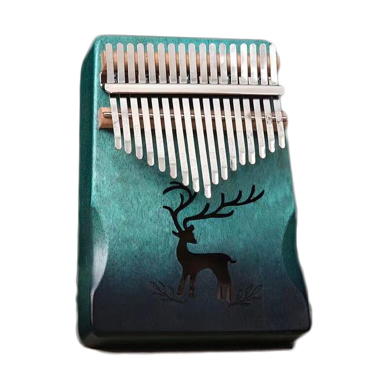 Kalimba Daumen Klavier 17 Schlüssel Mahagoni Finger Klavier Hinweis Geschnitzt mit Lernen Anweisung und Melodie Hammer Hirsch aufbringen Holz Farbe: Grün 2