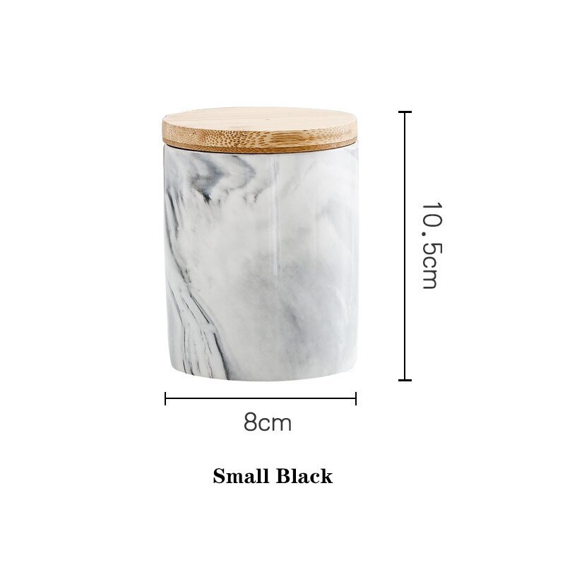 Ceramic Fresh-keeping Sealed Jar Bean Sugar Tea Coffee Storage Container Household Food Storage Box Kitchen Organization Tools: 8 x 10.5cm  Black