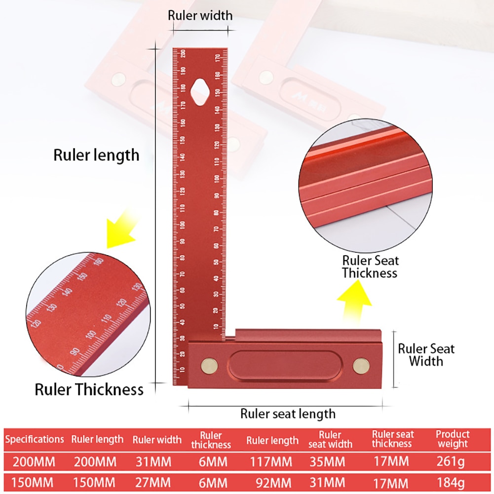 150mm Aluminium Alloy Angle Measuring L-Shaped Ruler Precision Leather Craft Cutting Auxiliary Tool