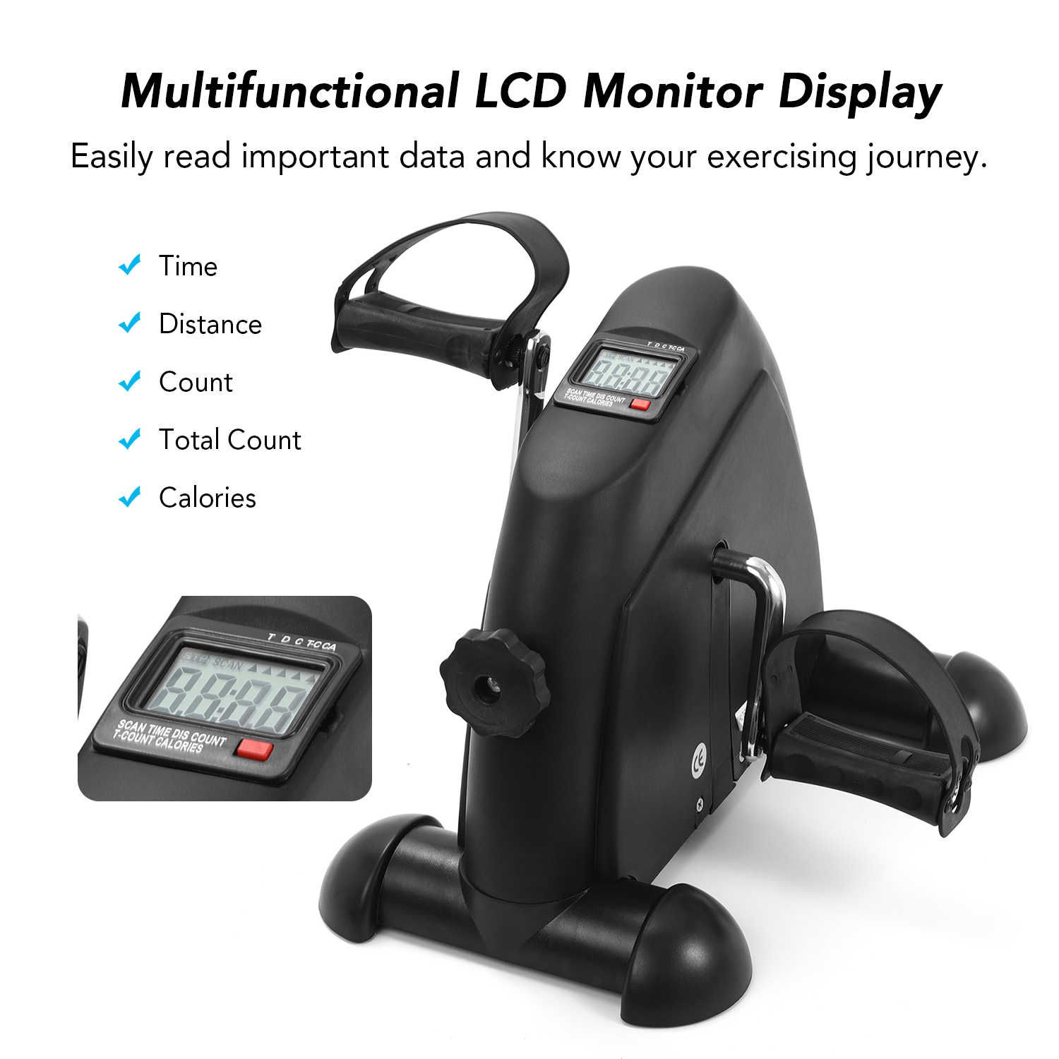 Mini indendørs cykel cykel stepper lcd display pedal stepper træningsmaskine løbebånd ttraining apparater til hjemmekontor gym