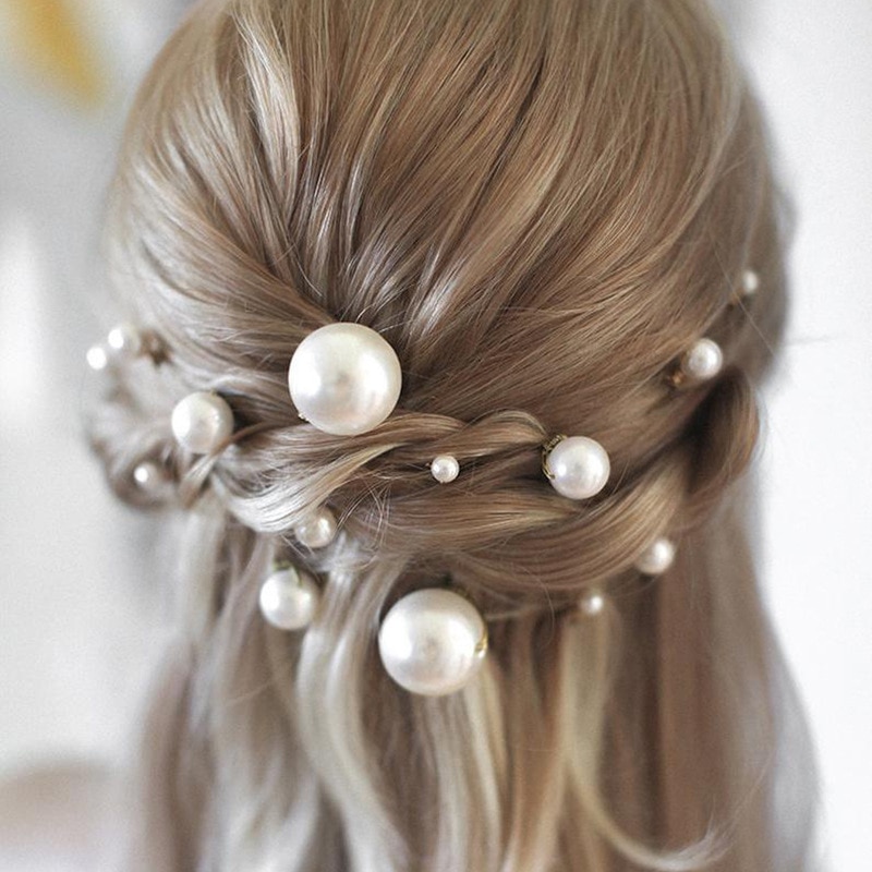 18 stk luksus runde perler bryllup hårnål og klip brude hårnåle brudepige hårstifter til kvinder smykker tilbehør