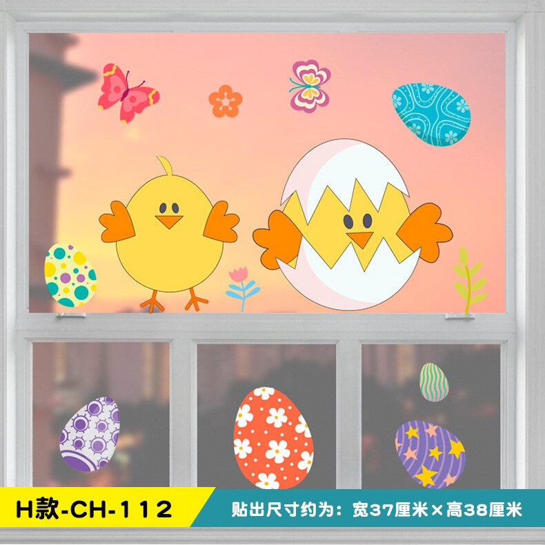Easter egg decoration wall sticker glass paste mall storefront scene layout window paste poster: H-CH-112