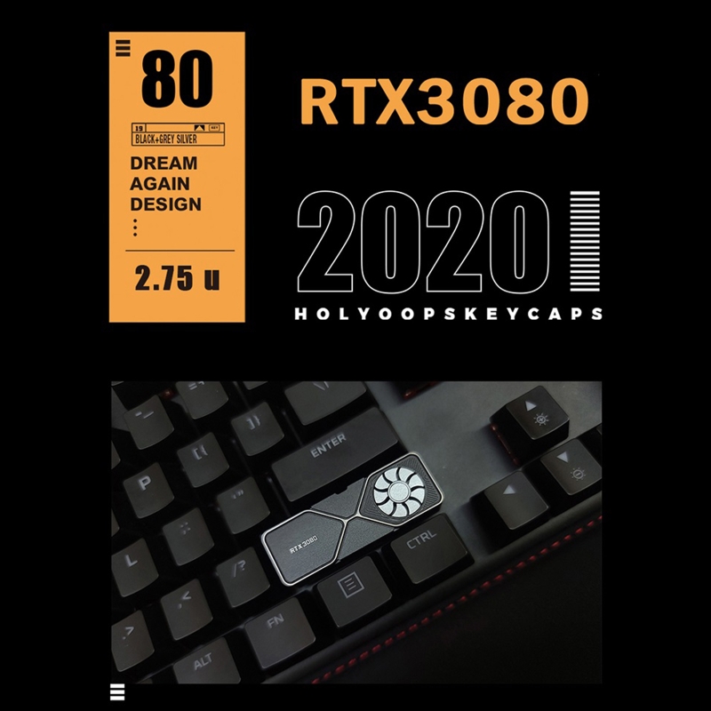 Right " Shift " Keycap Graphics Card RTX 3080 2.75u Metal Key CNC Anode Aluminum Heat-resistant Keycaps Cross Shaft