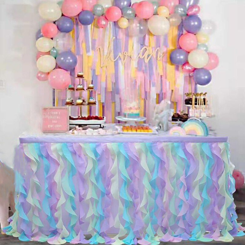 Rag Wicker Table Skirt Wedding Decoration Mesh Table Skirt Birthday Party Hotel Banquet Table Decoration Table Skirt: purple