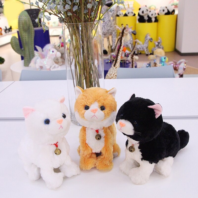 Elektryczny inteligentny pluszowy wokalny kot domowy chodzenie wypchane zwierzę zabawka smycz sterowanie elektroniczne interaktywne chodzenie machanie