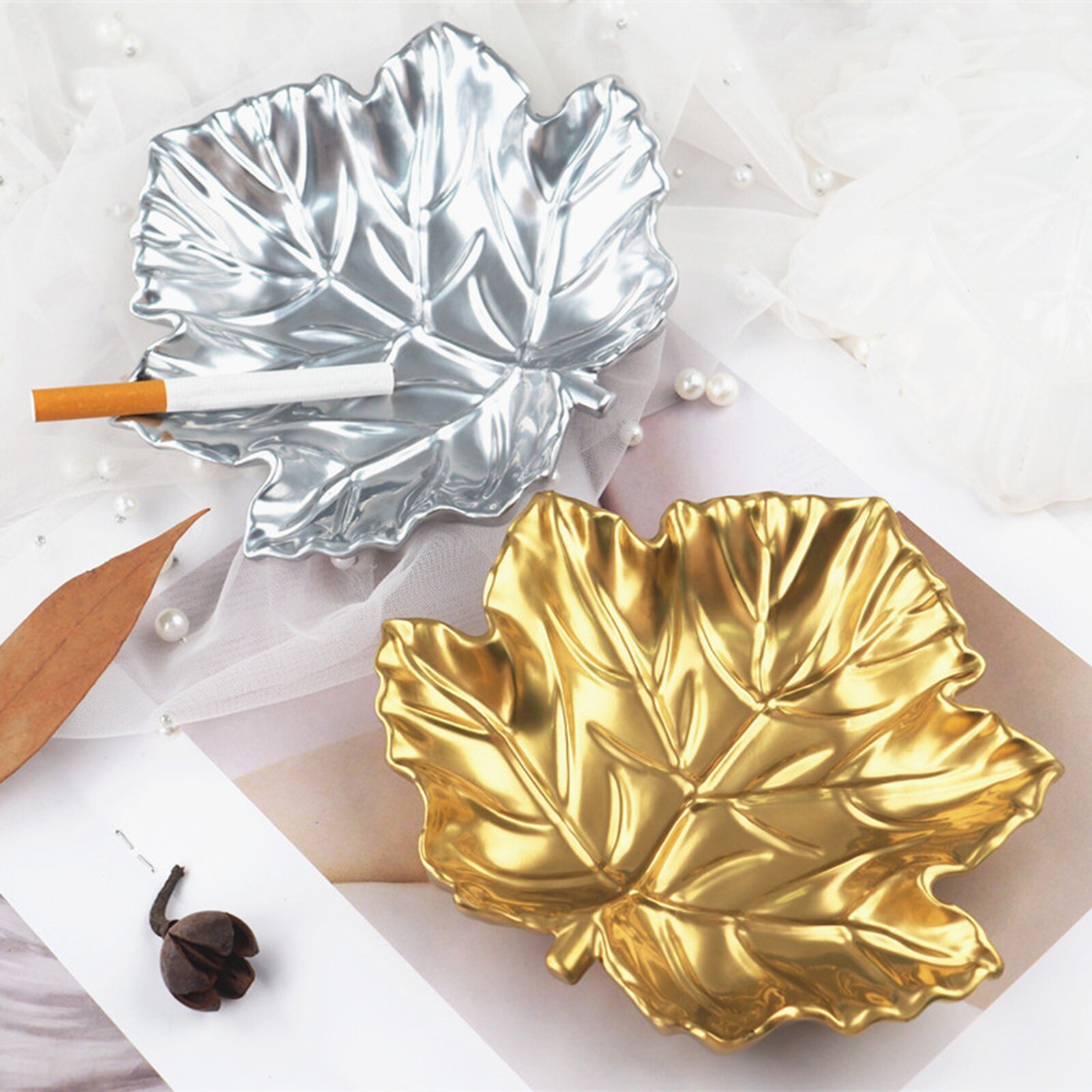 Diy Leuke Cartoon Asbak Keramische Asbak Creatieve Bloempot Trendy 3D Maple Leaf Home Mini Sturen Vriendje SQ0146