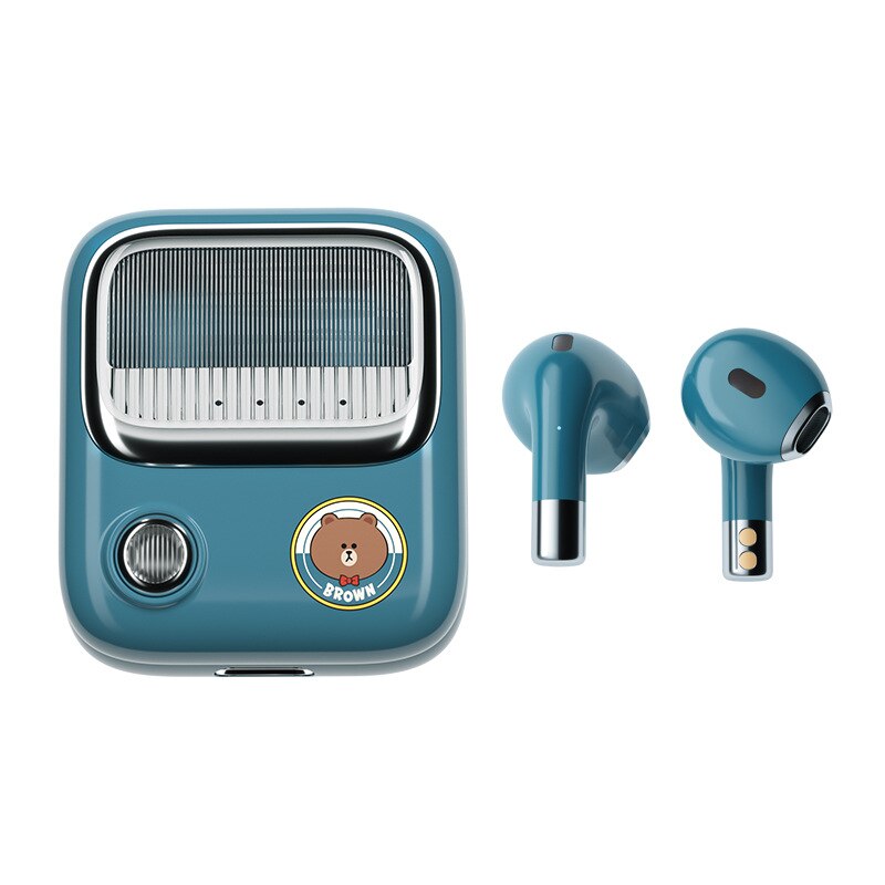 Mobile Phone Accessories Wireless Bluetooth Headset Semi In Ear Sports Waterproof and Noise Reduction Stereo Retro Headset: Blue