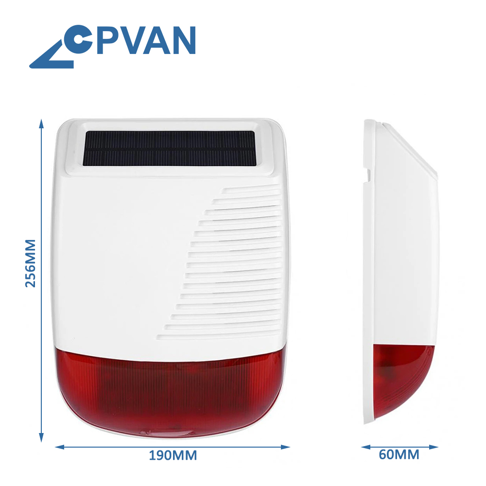 CPVAN 110dB sirena solare esterna senza fili veloce stroboscopico sirena impermeabile per sicurezza domestica antifurto WiFi 4G sistema di allarme GSM
