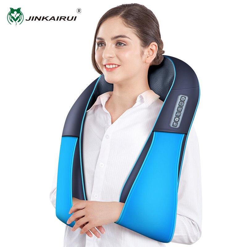 Ajouter au panier Code promo: 1111VENTE3 （25 € -3 €） JinKaiRui U forme électrique cou masseur châle rouleau chaleur Massage électrique douleur cou et épaule multi-fonction Massagem