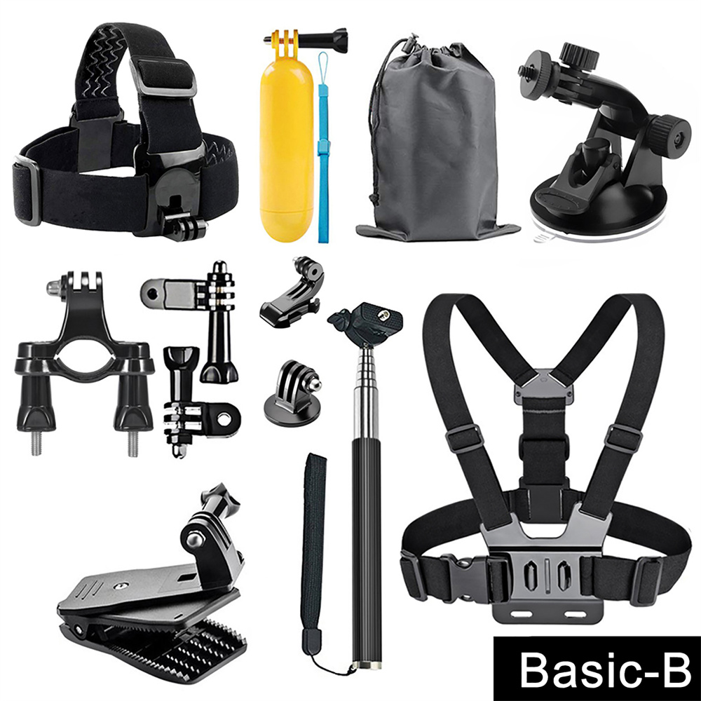 Action Camera Accessories Kit for Gopro Hero 12 11 10 9 8 7 6 5 4 Max Mount Session YI 4K SJCAM EKEN Osmo AKASO APEMAN Accessory: black color