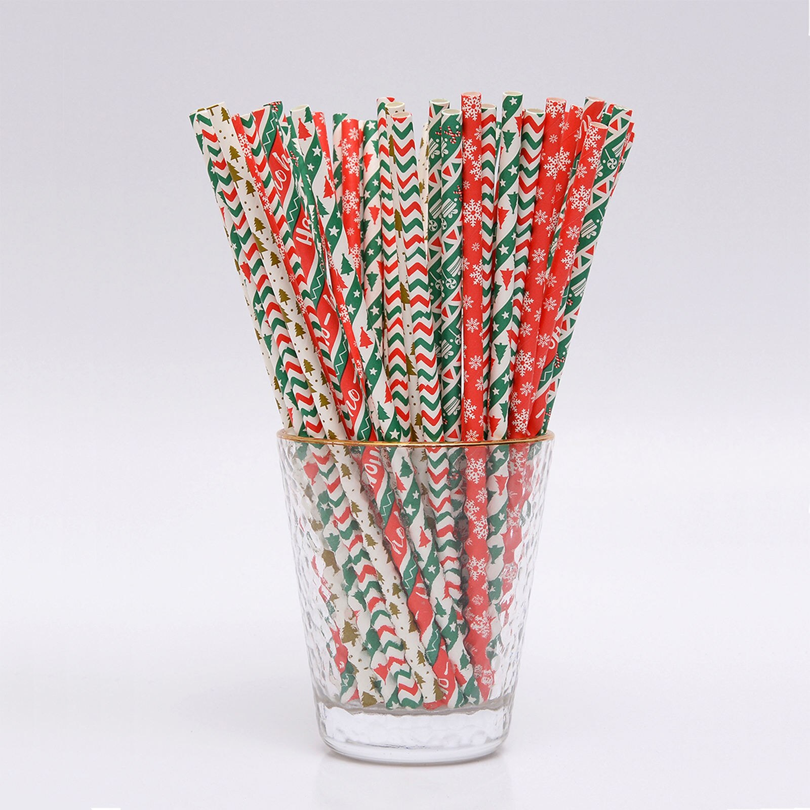 25Stck Weihnachten Papier Strohhalme Geschirr Party Favors Einweg für Neue Jahr Party Hause