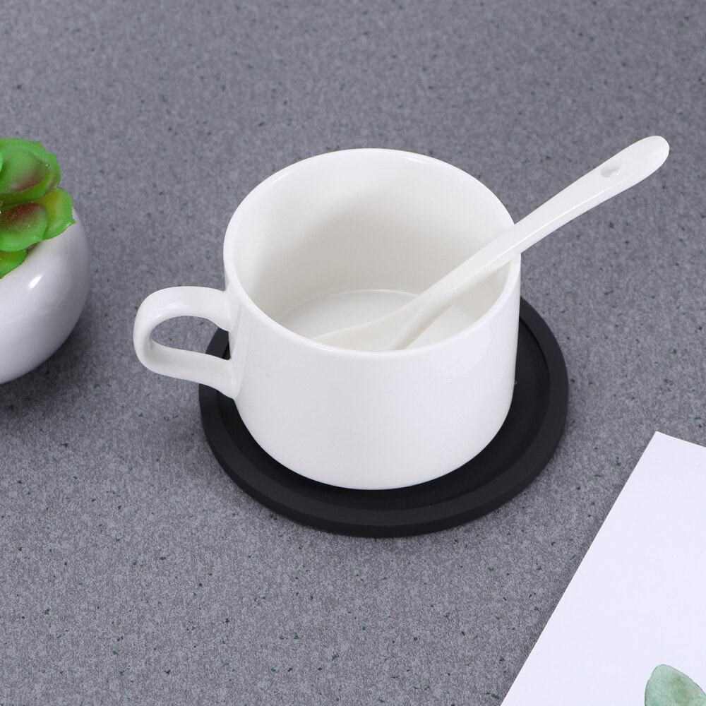 Tapete de vaso engrosado redondo para cocina, práctico posavasos antideslizante, almohadilla de aislamiento térmico para el hogar, color negro, 8 Uds.