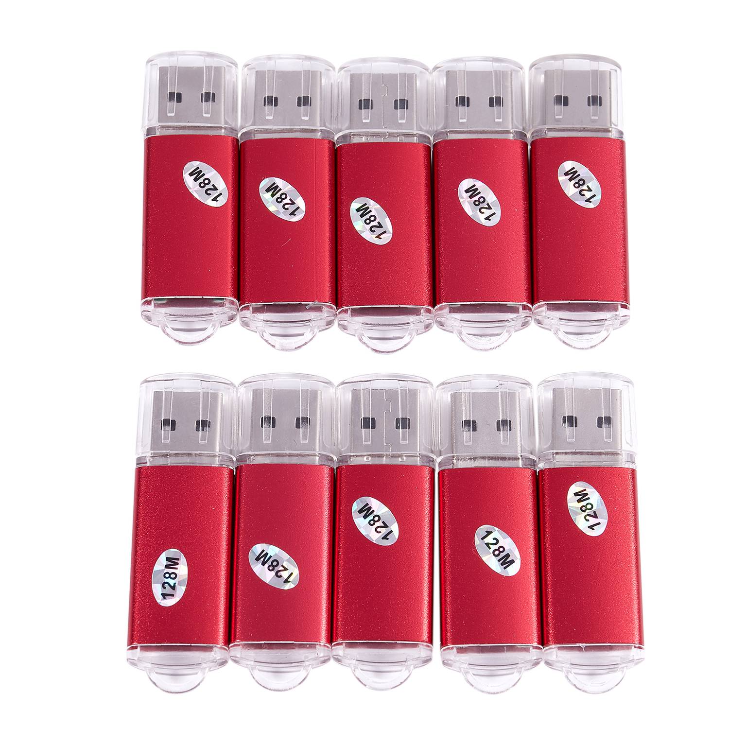 10pcs USB Flash Drive 128 MB Sleutelhanger Flash-geheugenstick U-Disk voor Win 8 PC , rood