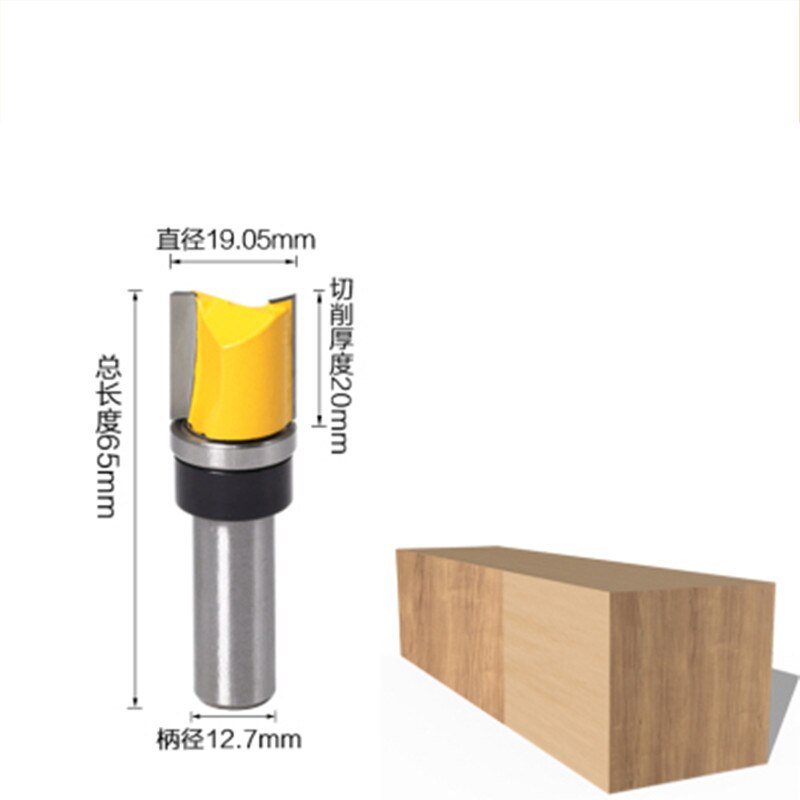 1pc 1/4 inch Shank Flush Trim Router Bit Pattern Bit Top Bottom Bearing 1/2" Blade Template Wood Milling Cutter: NO10