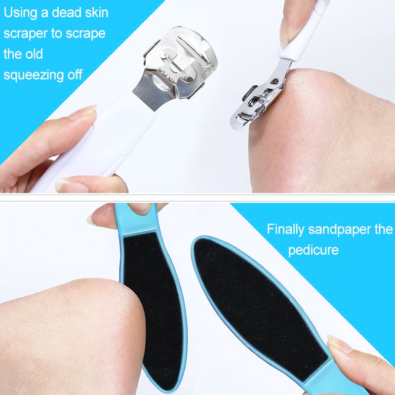 8PCS Foot File Pedicure Kit Feet Nails Scraper Exfoliate Hard Dead Skin Remove Pedicure Scrubber Foot Files Clean Tool Foot Care