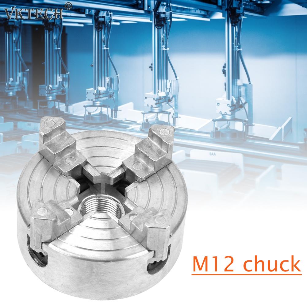 Four Jaw Chuck for Metal Mini Lathe M12x1mm Threaded Back 1.8-56mm/12-5mm Mini Lathe Accessory with Connecting Rod