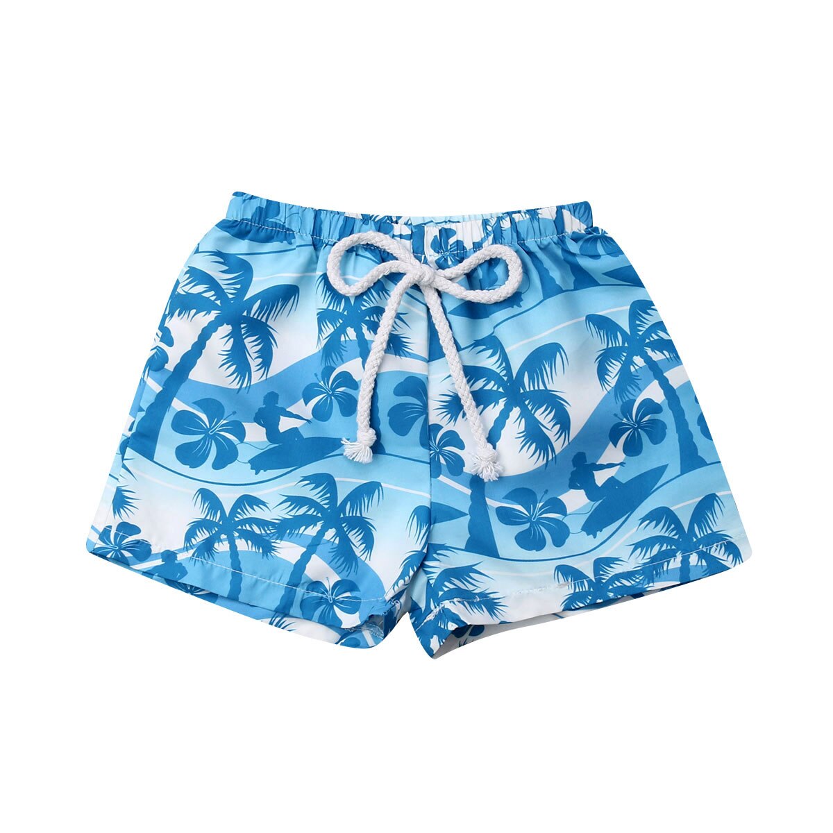 Nyfødt baby drengetøj elastisk linning korte bukser sommer hawaiianske strand shorts: Blå / 2t