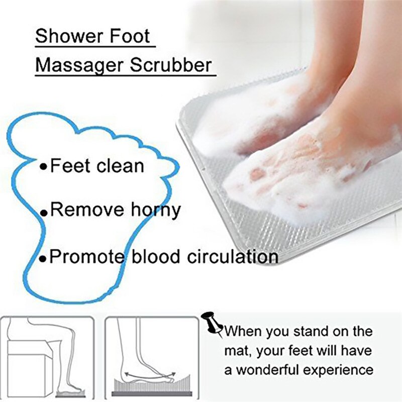 Tapis De Douche Massage Pieds Avec Ventouses Antidérapantes - Picots En Silicone Exfoliants, Drainage Rapide - Pour Hommes Et Femmes, Facile à Nettoyer