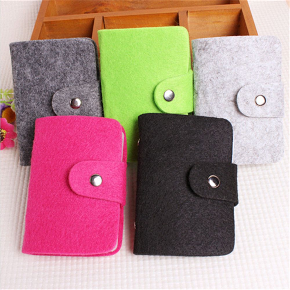 Button Credit Card Holder 24 Bits Card Case Business Card Holder Korea Organizer Solid Color Portable Office Men Women Wallets