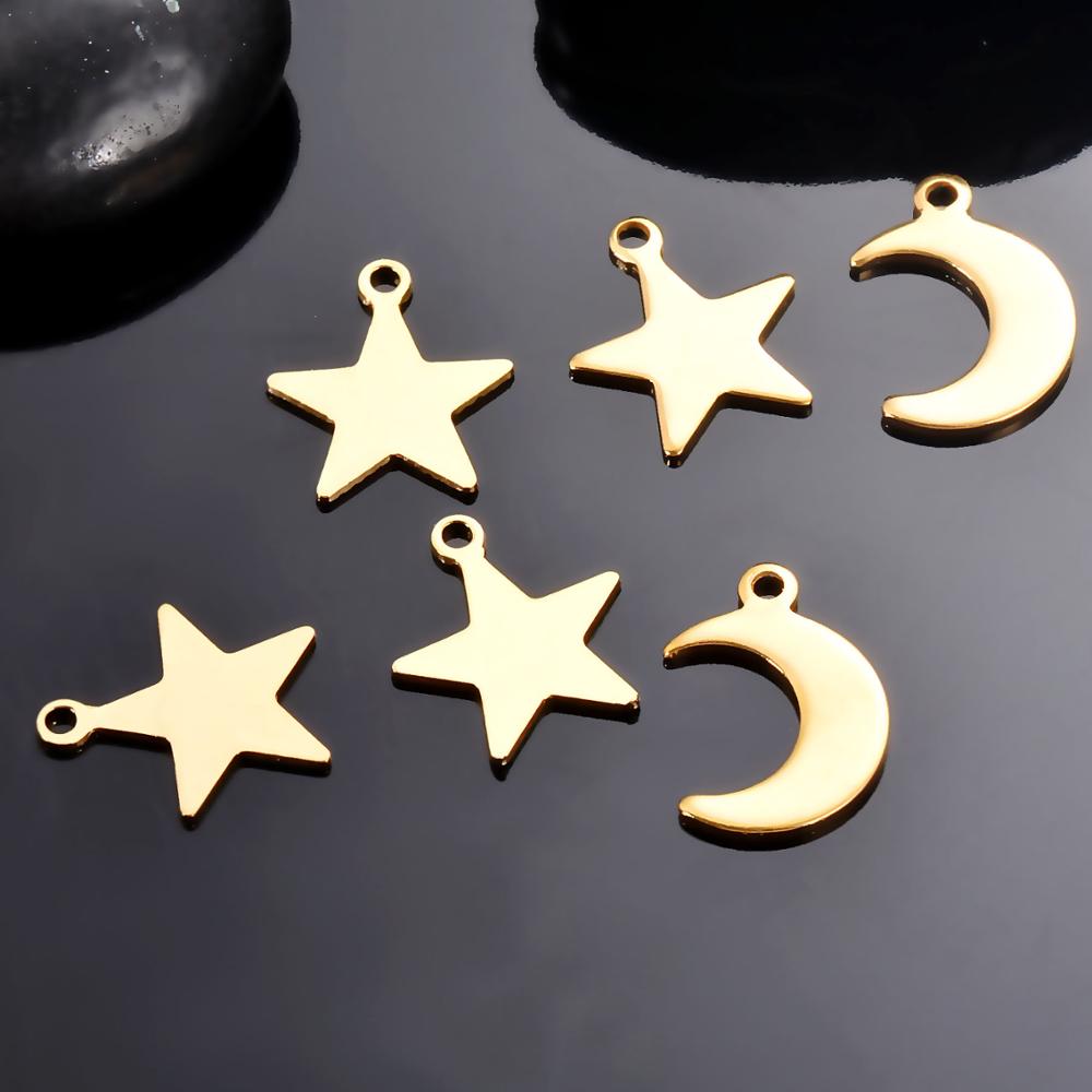 50 sztuk/partia puste tagi ze stali nierdzewnej Tiny Star Charms wisiorek DIY na naszyjnik bransoletka akcesoria do wyrobu biżuterii