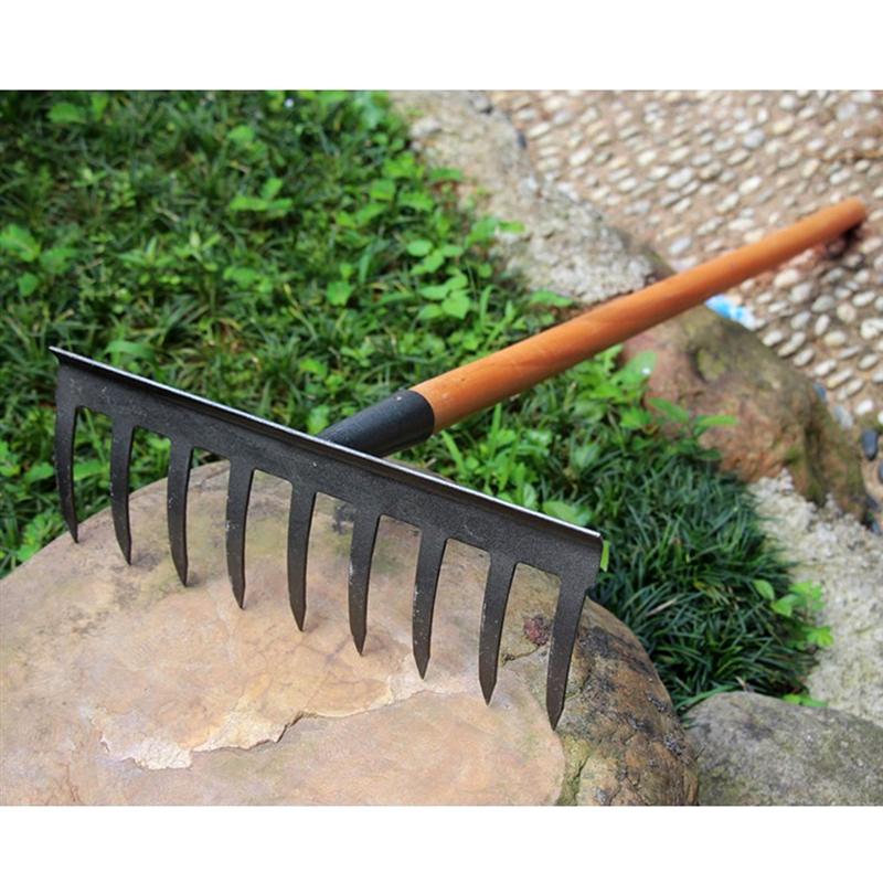 9- tænder bladrive stålrive tilbehør haverengøringsværktøj uden håndtag til gør-det-selv gårdhavehåndværktøj