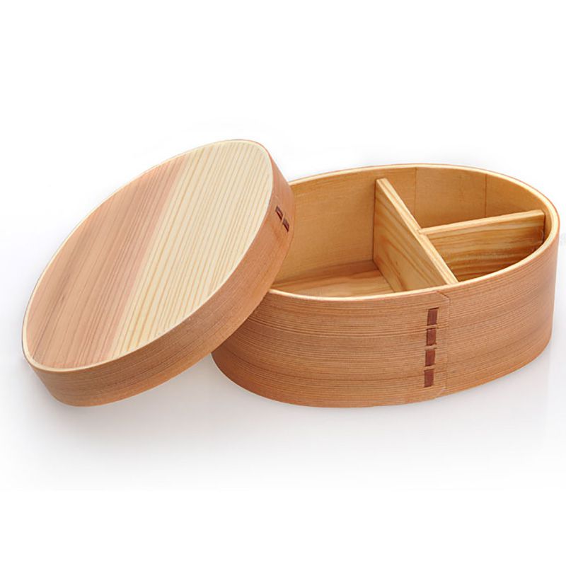 Caja bento de madera duradera, estilo japonés, para una sola persona, para conservar alimentos, vajilla, lonchera de madera para estudiantes: Amarillo