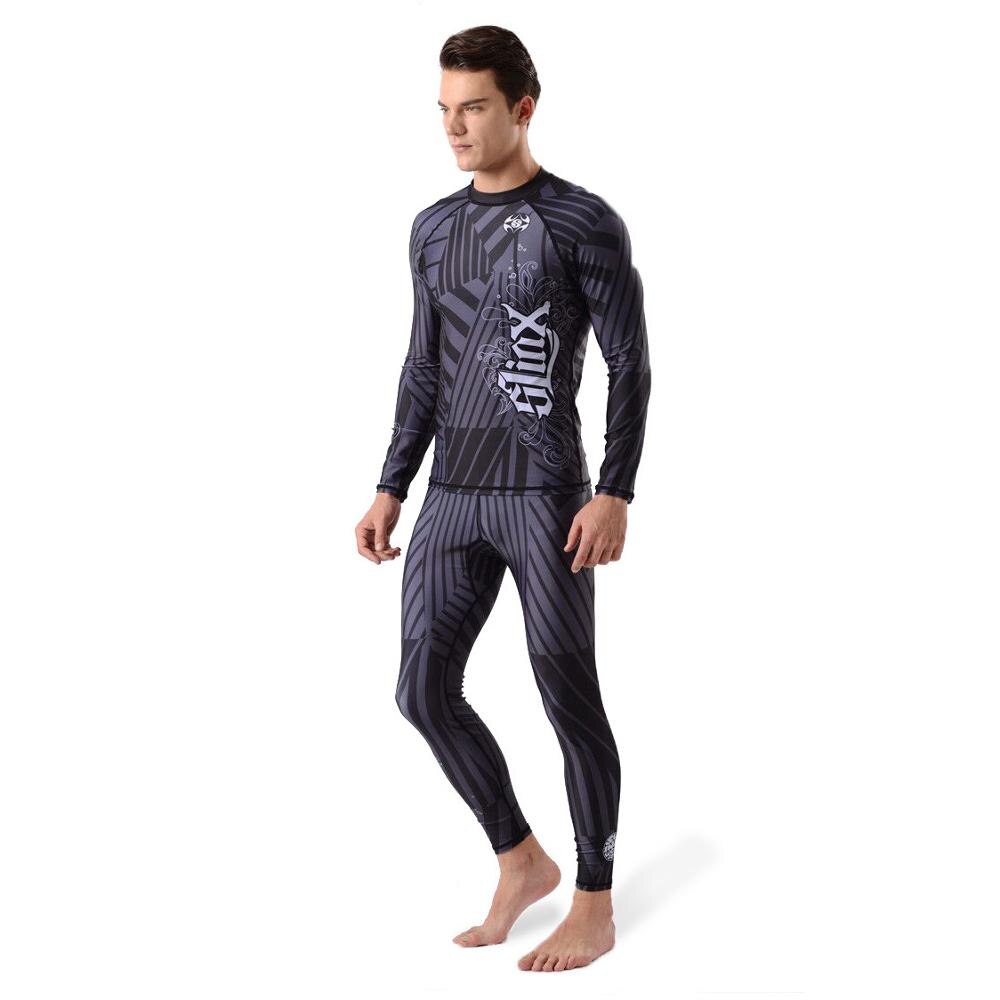 Men's Compression Shirt & Pants Base Two Piece Rash Guards Basic Layer Wetsuit T-shirt and Leggings Tights Sun UV Protection