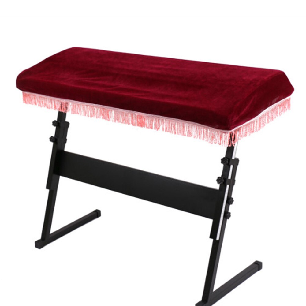 1Pc 61 Key Elektronische Piano Stofkap Met Een Trekkoord Beschermende Voor Piano Toetsenbord (Rood En Willekeurige Kwasten kleur)