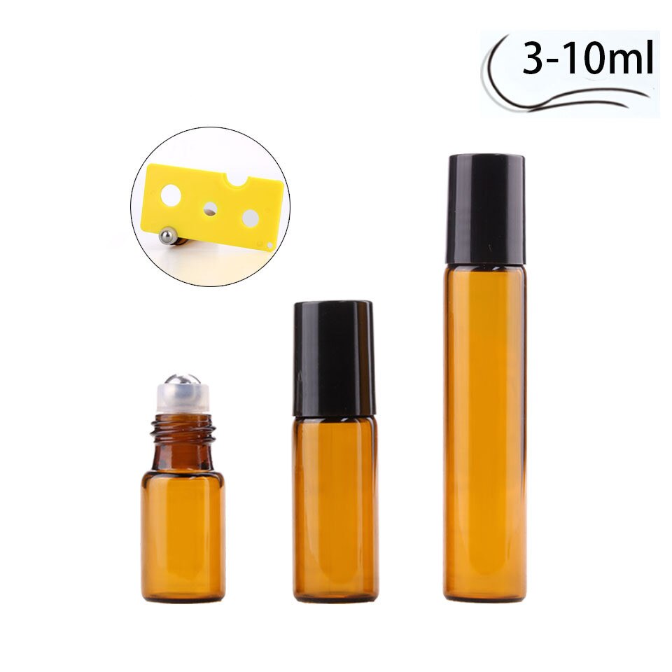 3/5/10ml Glass Bottles with Stainless Steel Roller Balls Essential Oil Bottles Empty Cosmetic Containers Refillable Bottle