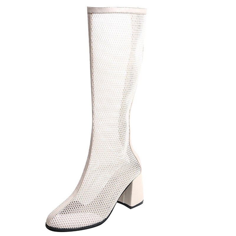 Botas gruesas con cremallera sandalias romanas de malla caladas para mujer Primavera y novedad de verano botas de tacón alto para mujer